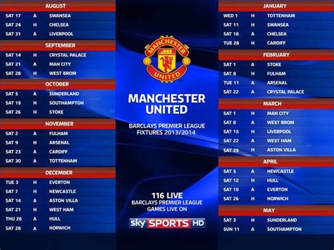 man u fixtures and results